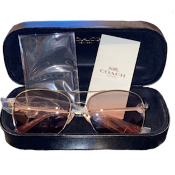 Coach Aviator 56mm Gold Sunglasses Brand New w/Tag Case & Cloth - Picture 3 of 13